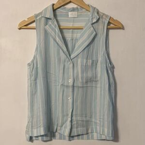 Abound Blue White Stripe Button Down Crop Top Size XS